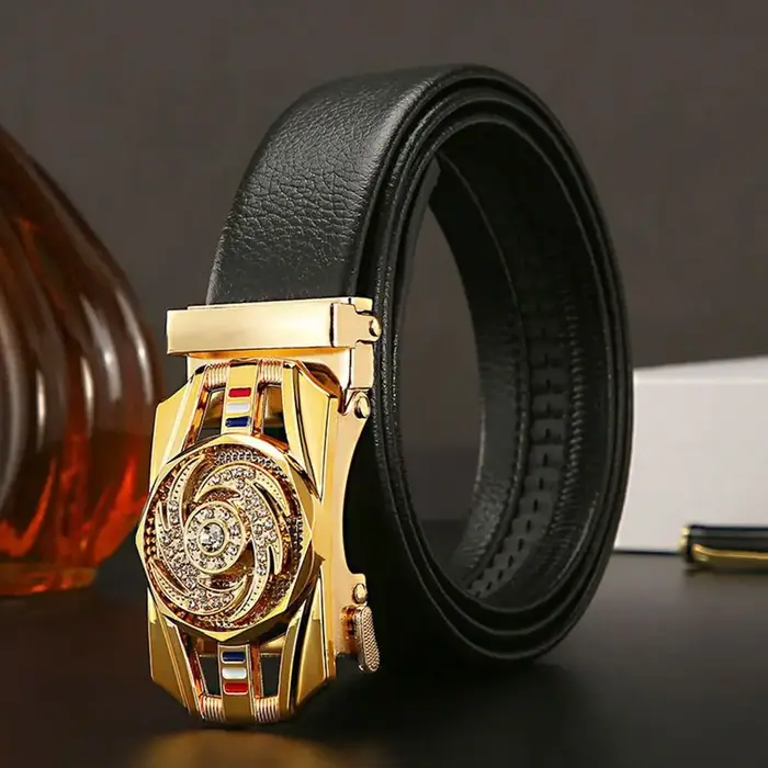 Ceinture en cuir à boucle automatique pour hommes