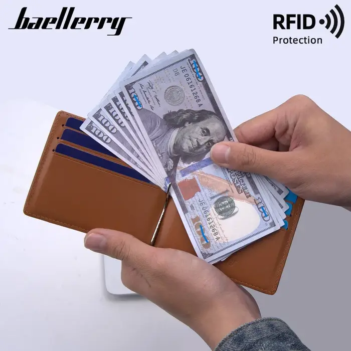 Baellerry Portefeuille RFID en fibre de carbone pour homme, porte-cartes de visite ultra fin avec anti-démagnétisation