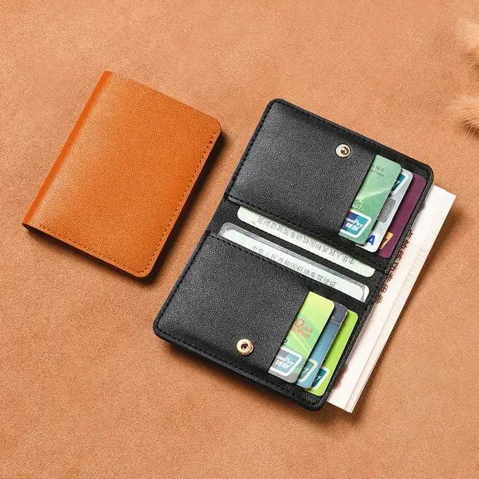 Nouveau Portefeuille Pliable Minimaliste 2026 avec Bouton – Porte-Cartes en Cuir Souple pour Femmes et Hommes