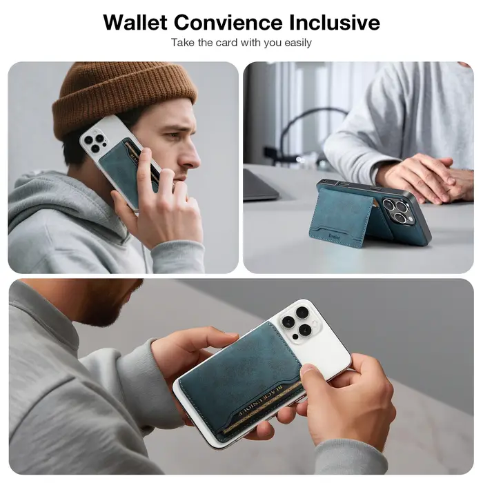 Portefeuille magnétique élastique en cuir artificiel Denior (3 emplacements pour cartes) avec accessoires magnétiques