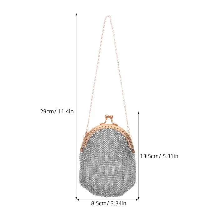 Porte-monnaie rétro en maille, pochette à monnaie, porte-monnaie en métal avec fermeture à pression,