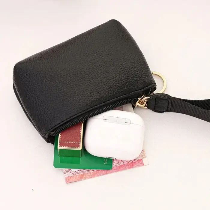 Mini portefeuille en cuir PU, porte-monnaie, porte-clés, pochette de rangement pour cartes, pochette multifonctionnelle à fermeture éclair