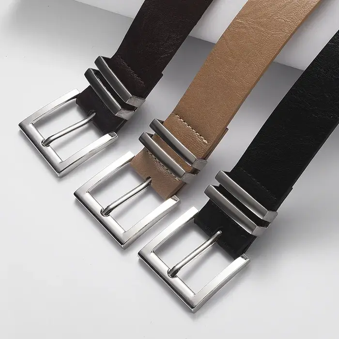 Ceinture en cuir Pu noir pour femmes, boucle ardillon argentée, Design Simple, accessoires pour jeans, ceinture gothique rétro imprimé léopard
