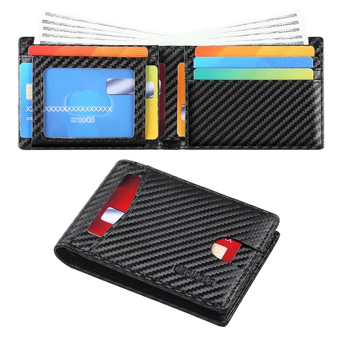 GERUOLA Portefeuille pliable mince pour homme avec brosse antivol