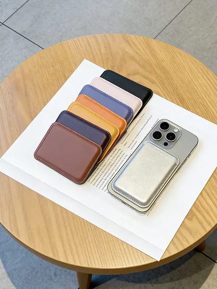 Porte-cartes en cuir, capable de contenir des cartes. Disponible en plusieurs couleurs. Convient aux téléphones magnétiques ou aux coques de téléphone.