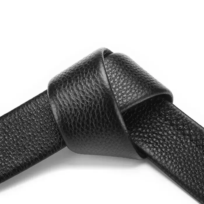 2 pièces ceinture pour hommes mode sans boucle ceintures haut de gamme noir souple en cuir PU hommes