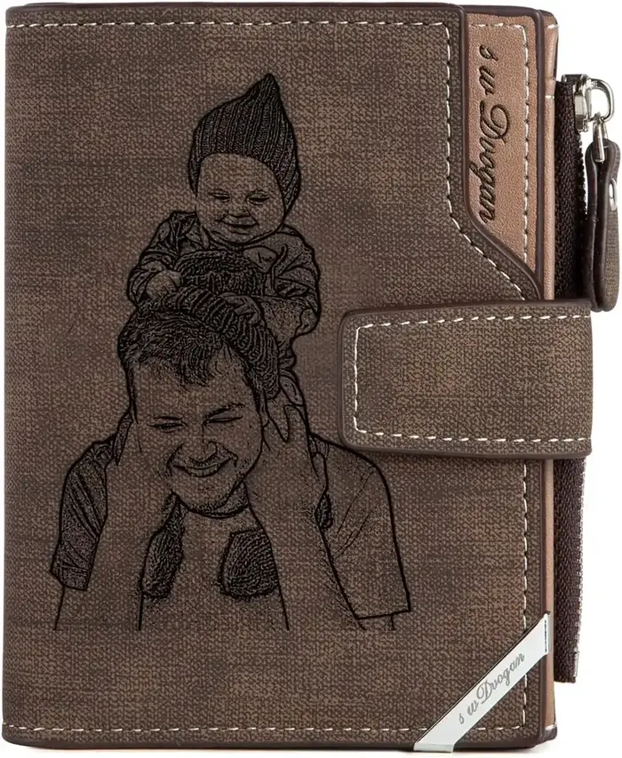 Portefeuilles personnalisés pour hommes, portefeuille gravé avec photo pour père, mari, fils, petit 