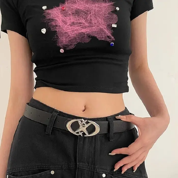 Y2K Punk gothique ceinture femmes ceinture pour jean ceintures pour femmes rose blanc noir ceinture mode Vintage ceintures Pu cuir ceinture BF019
