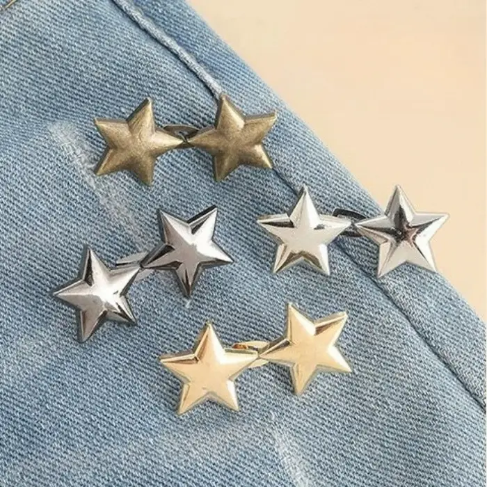 Ceinture Étoile Métallique Ajustable Invisible Sans Couture avec Boucle – Outil de Serrage de Taille pour Jeans – Accessoire de Décoration de Luxe Tendance