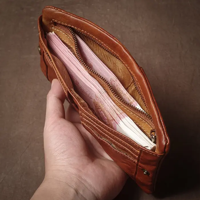 GURO – portefeuille Vintage en cuir véritable pour hommes et femmes