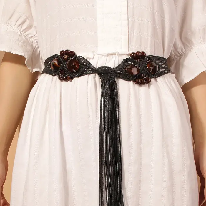 Ceinture à nœud tissé en perles de résine bohème