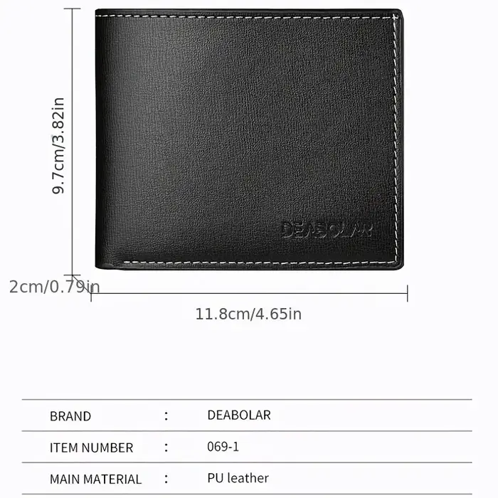 Pu Cuir Hommes Portefeuille Court Style Mince Pliant Jeunes