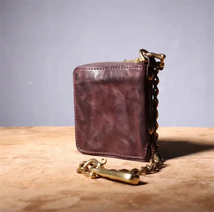 Portefeuille à chaîne en cuir de vache pour hommes