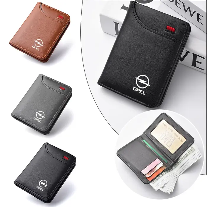 Emblème de voiture portefeuille souple en cuir Mini porte-monnaie pour cartes de crédit petit portefeuille Portable pour Opel Astra H Insignia Mokka Zafira Corsa Vectra