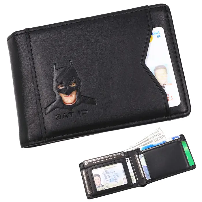 Portefeuille d'identification de chauve-souris en cuir pour hommes