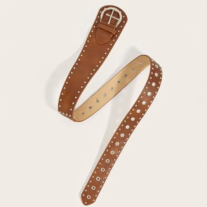 Ceinture noire et marron cloutée de rivets pour femme