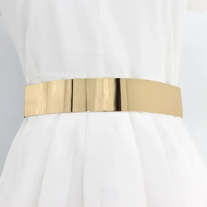 Ceinture élastique en métal argenté pour femmes
