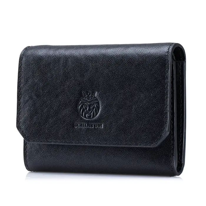 Portefeuille en cuir véritable pour hommes, porte-monnaie minimaliste à trois volets avec Protection