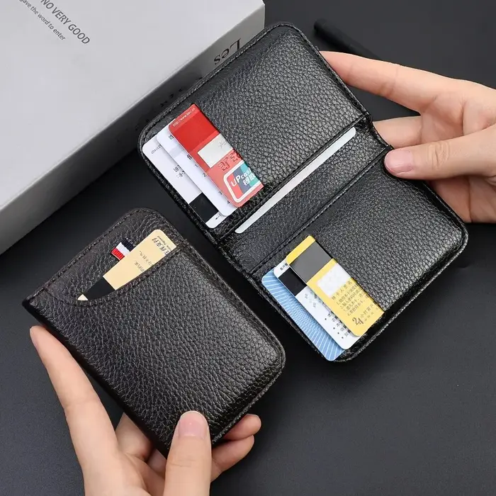 Portefeuille souple Super mince Portable pour hommes en cuir PU Mini ID carte de crédit portefeuille sac à main porte-cartes portefeuille mince petits portefeuilles courts
