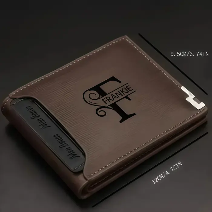 Portefeuille en cuir personnalisé pour homme – Nom ou monogramme gravé sur mesure