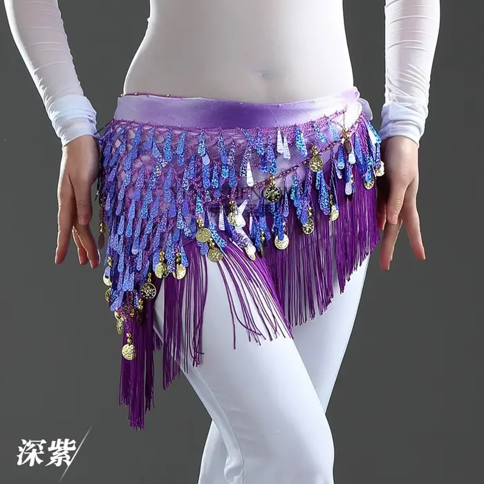 Écharpe de hanche à pampilles à paillettes pour femmes, ceinture de pièces financières, accessoires 