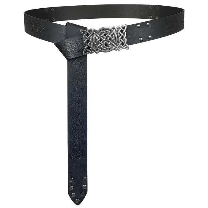 Ceinture à rivets nordiques en cuir PU pour hommes, boucle longue, structure carrée, ceinture celtiq