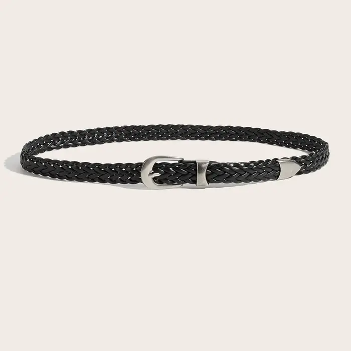 Ceinture tressée style punk sans perforation pour hommes et femmes