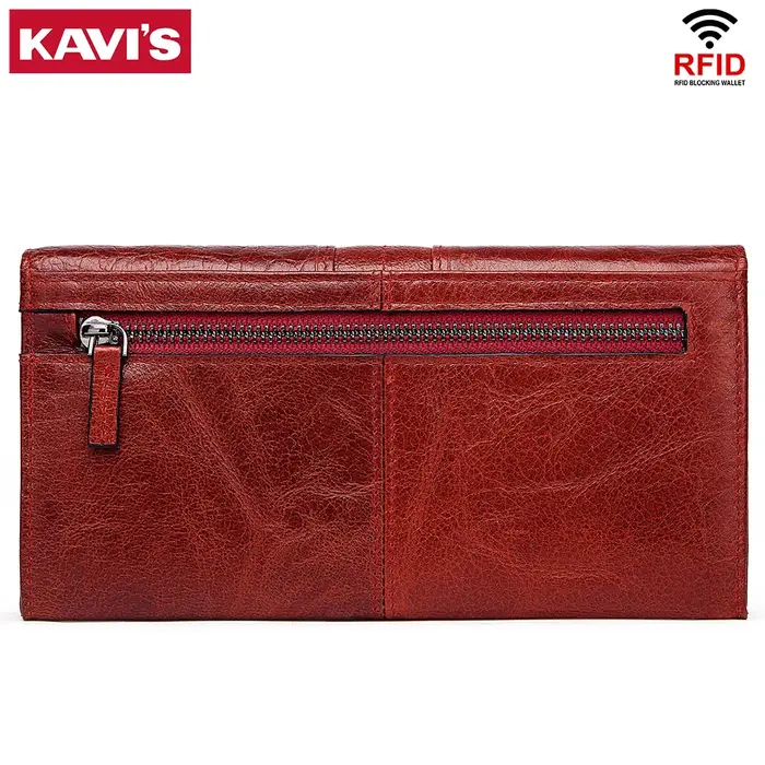 KAVIS Portefeuille long à trois volets pour femme