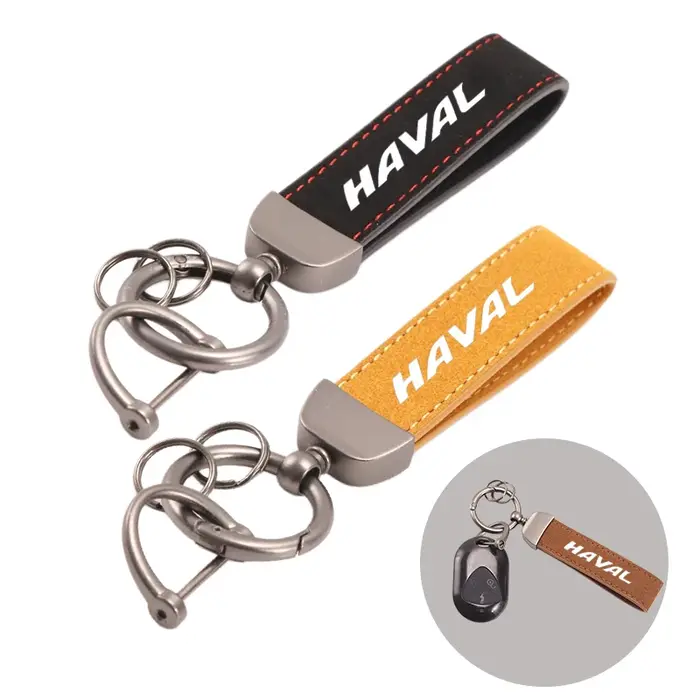 Porte-clés de voiture en suède avec boucle fer à cheval