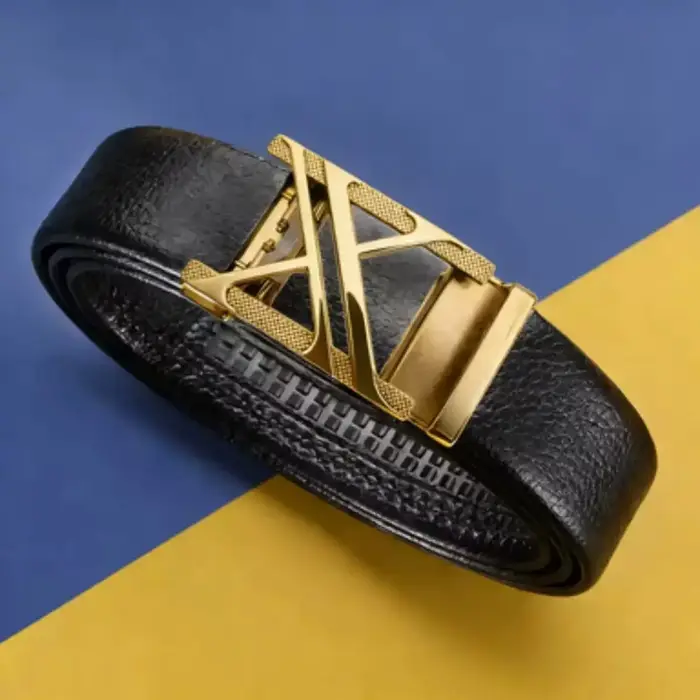 Ceinture pour homme multicolores, style luxe léger, avec boucle automatique en métal double X réglab