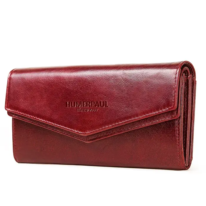 Portefeuille long pour femme en cuir véritable