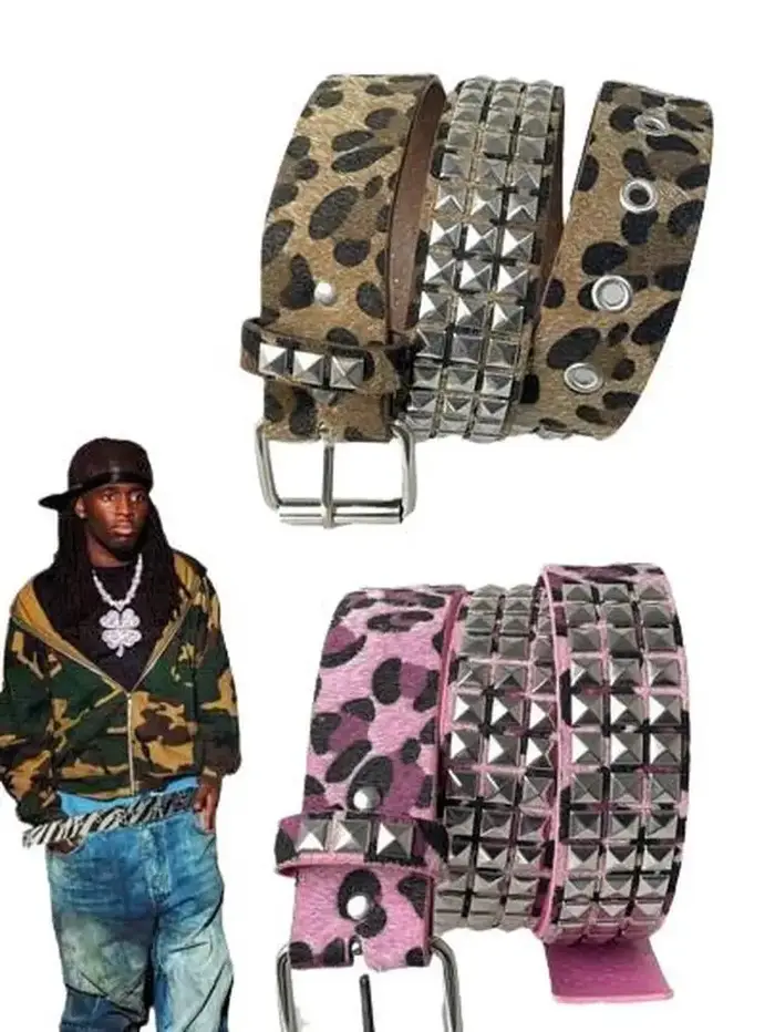 Ceinture unisexe Y2K à imprimé léopard