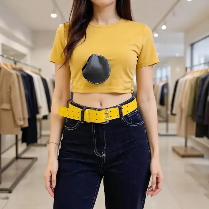 Nouvelle ceinture jaune Y2K à double boucle
