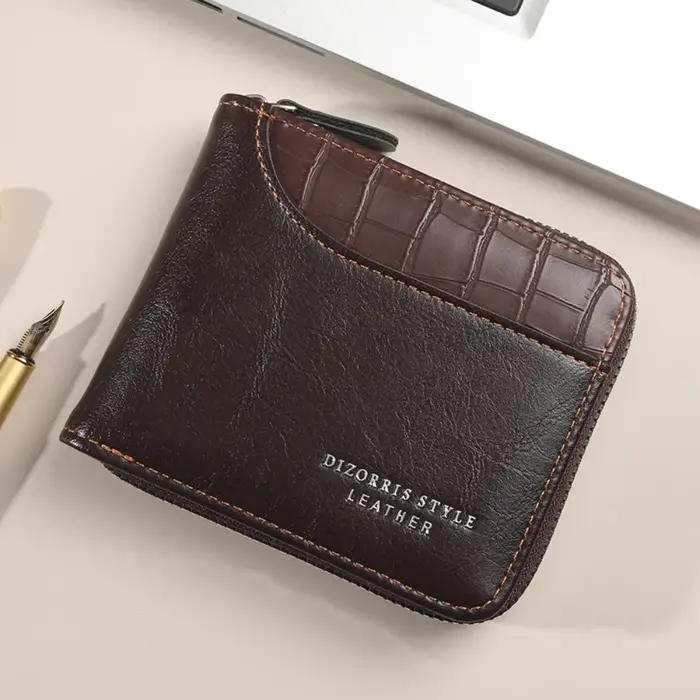 Nouveau portefeuille en cuir PU pour hommes fermeture éclair luxe hommes sac à main sac d'argent ave