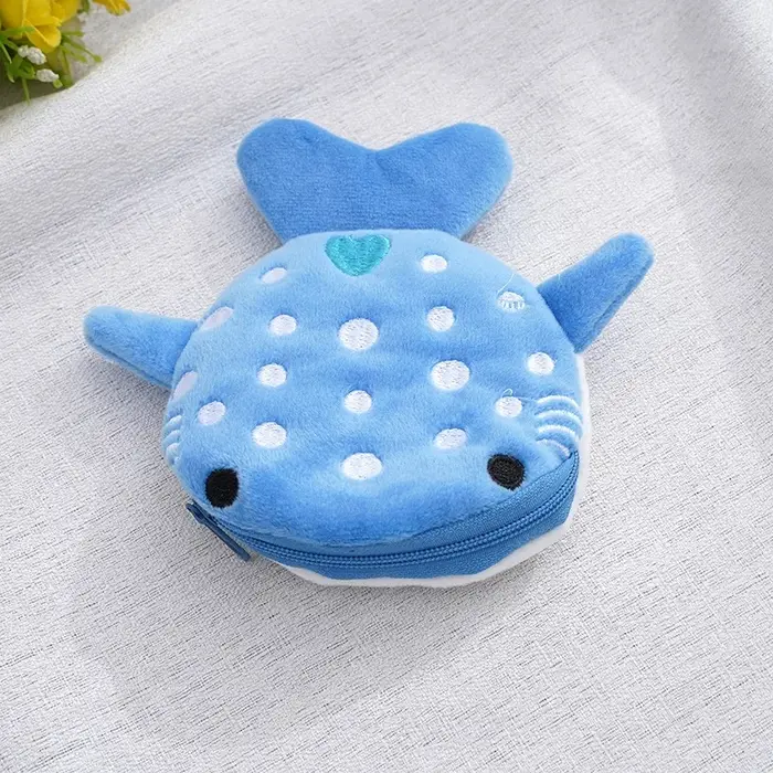 Nouveau porte-monnaie en peluche requin de dessin animé