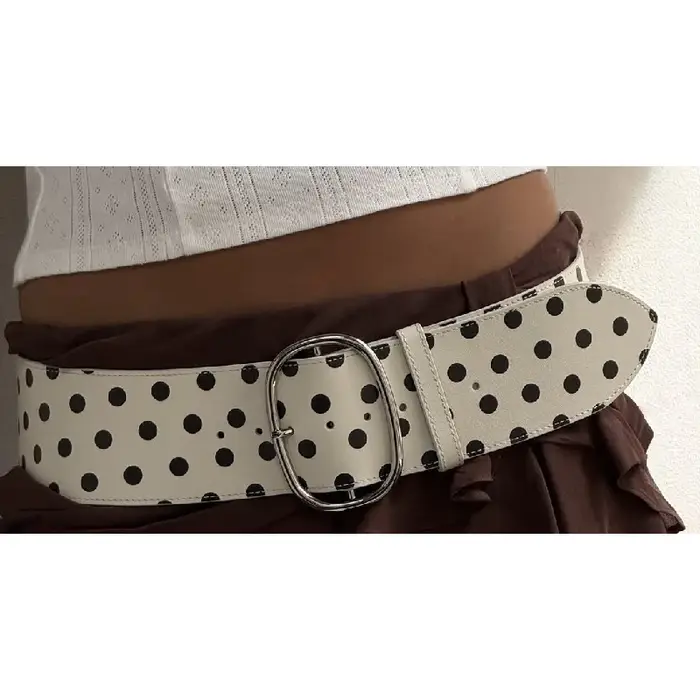Ceinture large vintage à pois pour femme