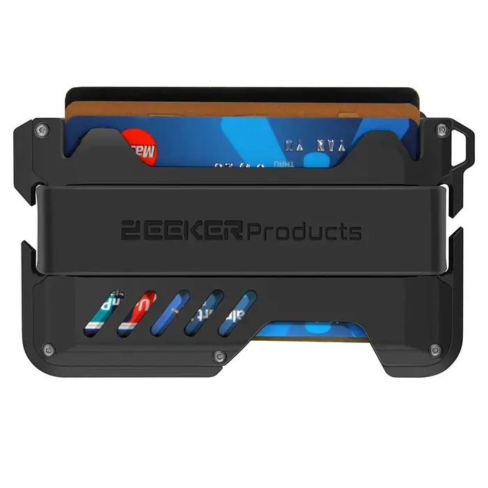 Zeeker portefeuille minimaliste pour hommes RFID blindé clip métallique ultra-mince portefeuille cré