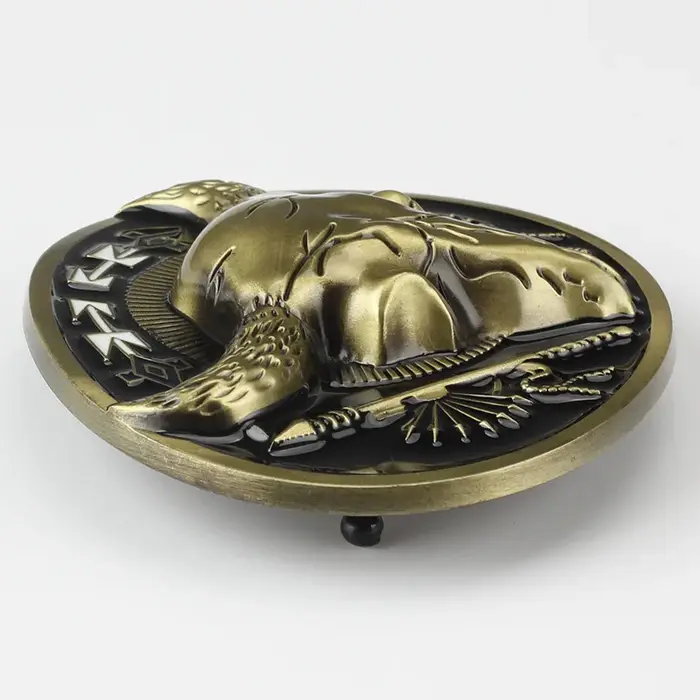Ceinture tête de mort taureau doré