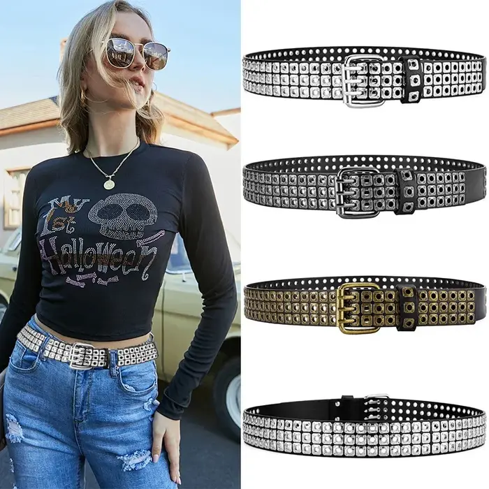 Ceinture pour femmes, perles carrées tendance