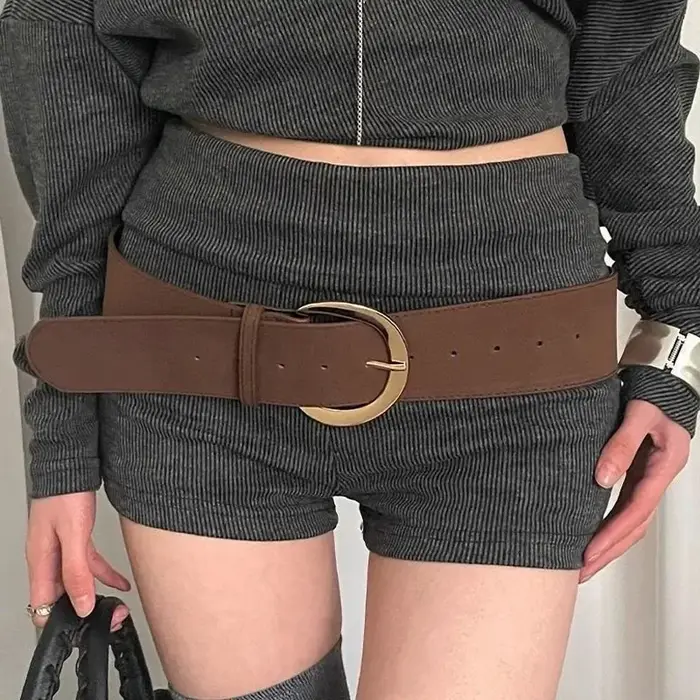 Large ceinture en cuir suédé femmes Chamois