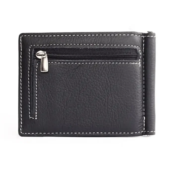 GUBINTU Portable Mini hommes en cuir véritable pince à billets portefeuille avec poche pour monnaie petite carte
