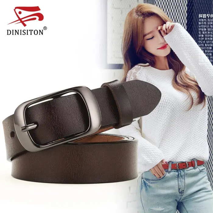 DINISITON nouvelles femmes ceinture en cuir véritable pour femme sangle décontracté tout-match dames ceintures réglables concepteur de haute qualité marque
