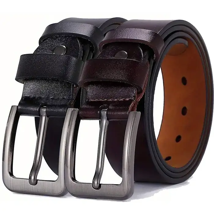 Ceinture pour hommes Original en cuir véritable alliage métal boucle ardillon taille sangles Plus