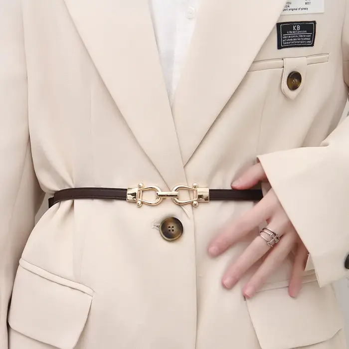 Ceintures fines réglables pour femmes, mode manteau slim, robe, ceinture de taille, crochet en métal
