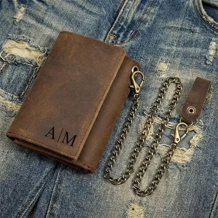 Portefeuille en cuir véritable personnalisé pour homme