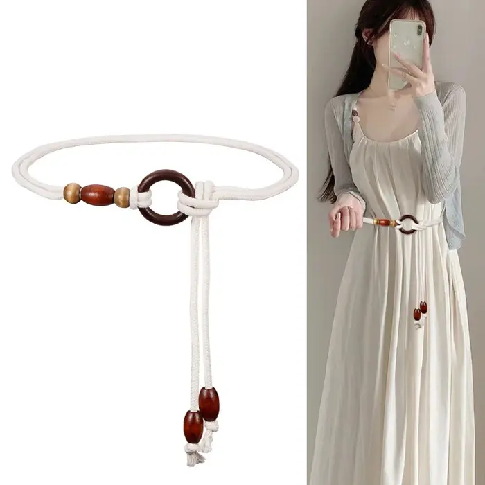 Ceinture fine en coquillage blanc pour femme