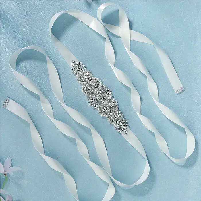 Ceinture de mariée en cristal argenté pour femmes