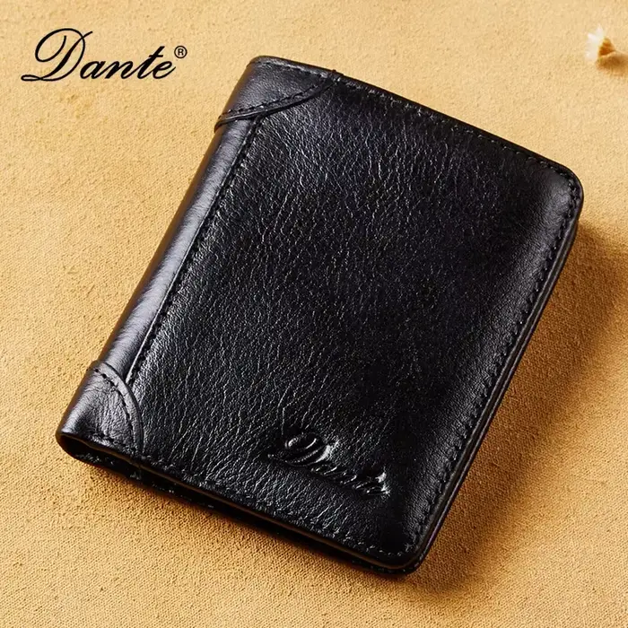 Dante portefeuille en cuir pour hommes RFID antivol brosse tête couche peau de vache rétro décontracté Vertical multi-fonction sac d'argent pinces à billets