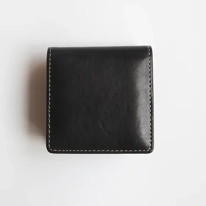 Mini porte-monnaie carré en cuir véritable vintage