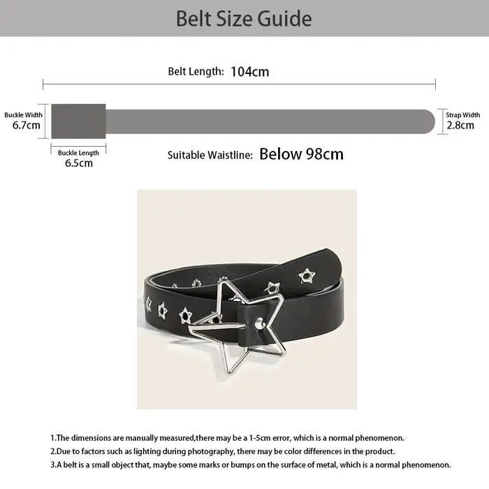 Ceinture Y2K Punk Star à œillets et rivets noirs